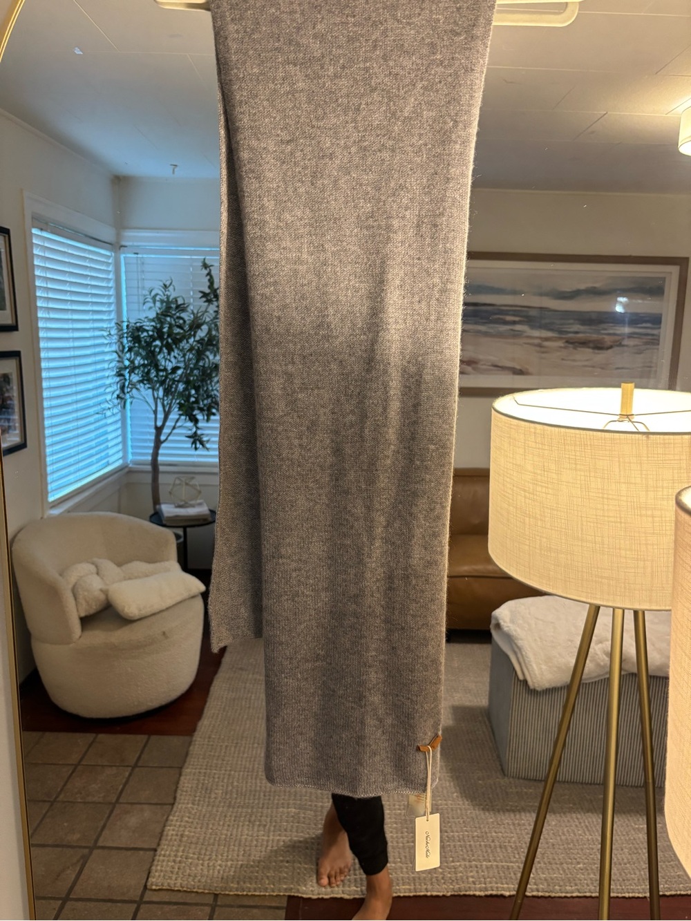 Cozy Gray Knit Scarf Wrap - Unbranded